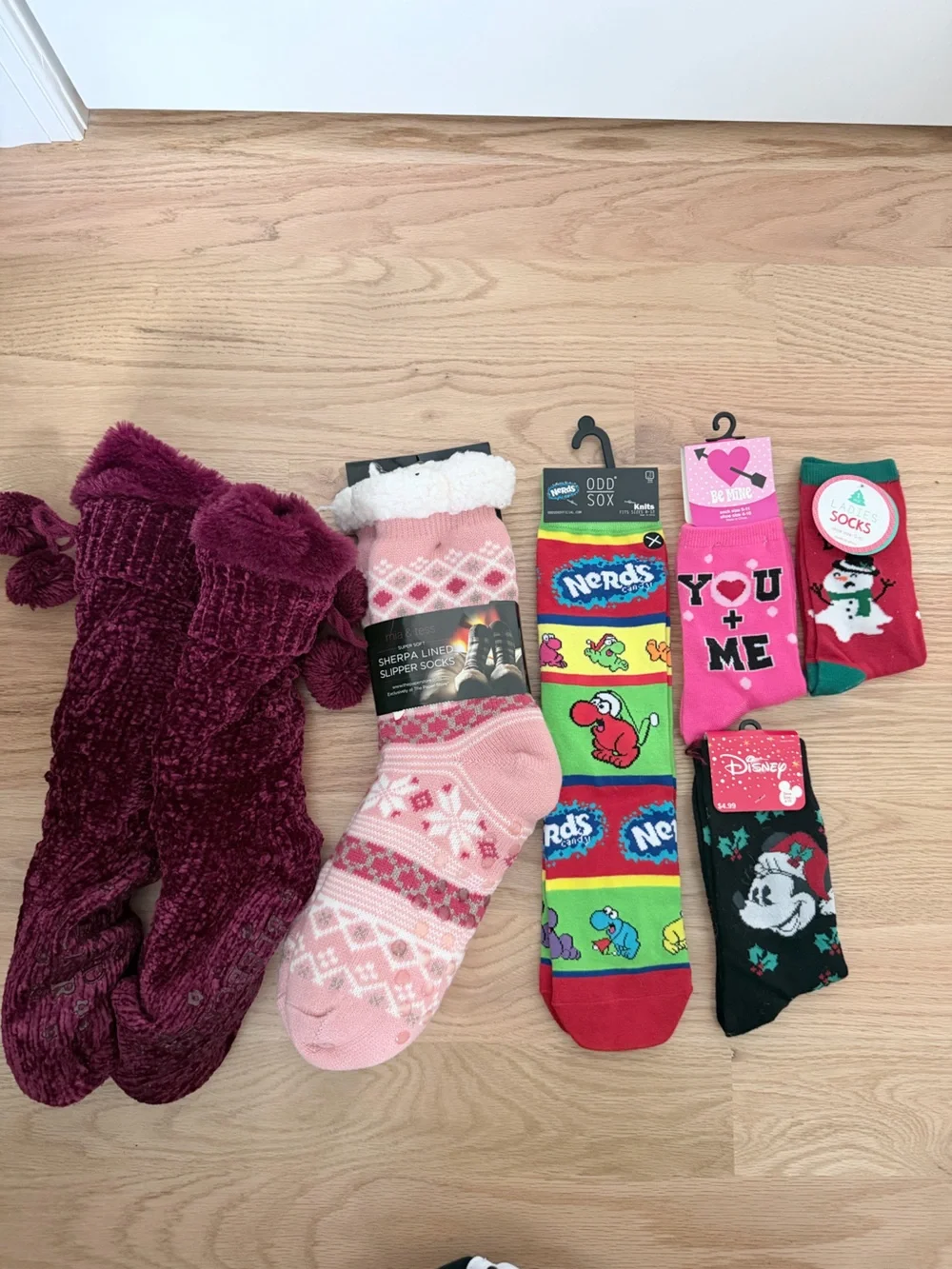Assorted Women Socks and Slipper Socks - Pink, Green, Red, Black